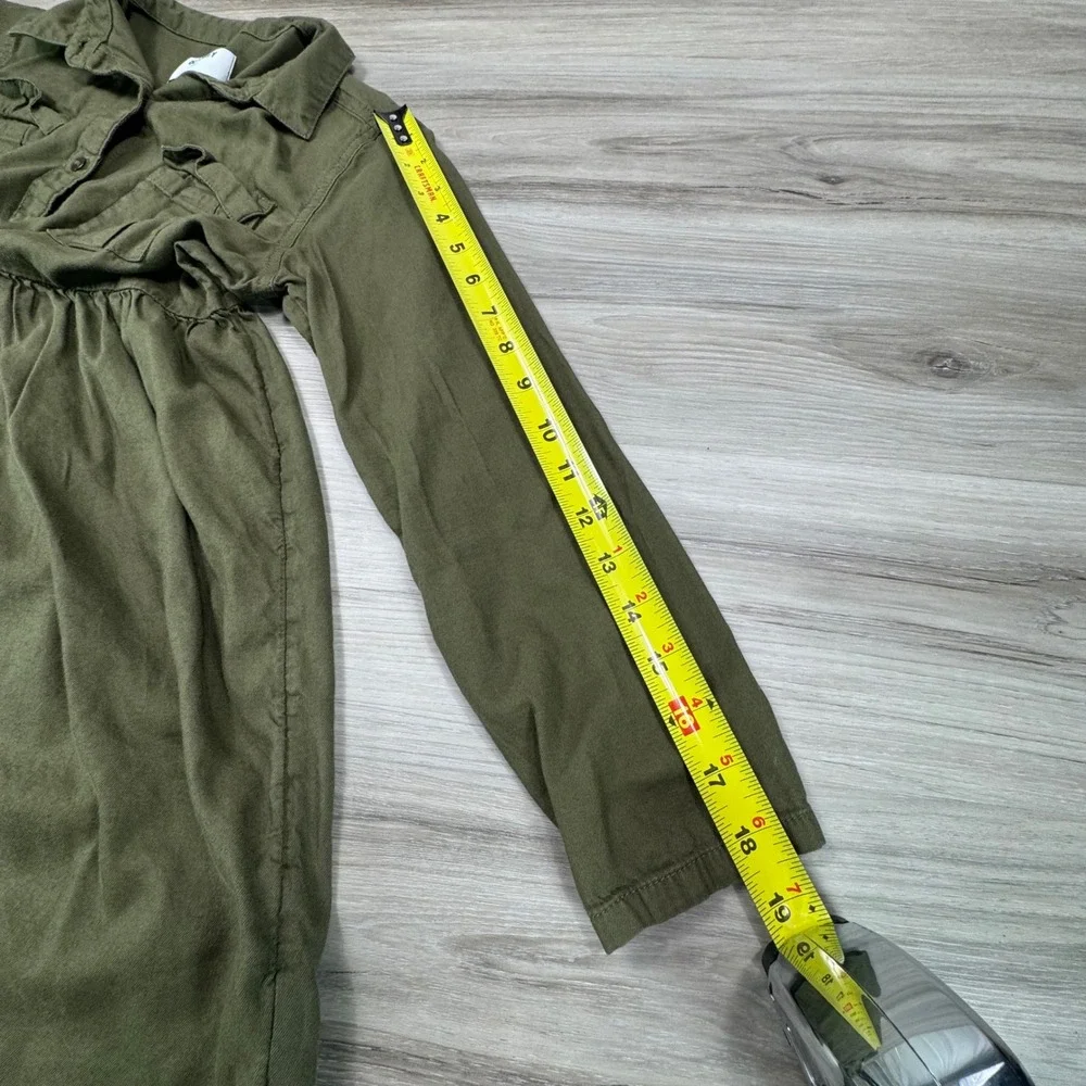 Old Navy Kids‎ Green Long Sleeve Collared Button Front Shirtdress Size L 10-12